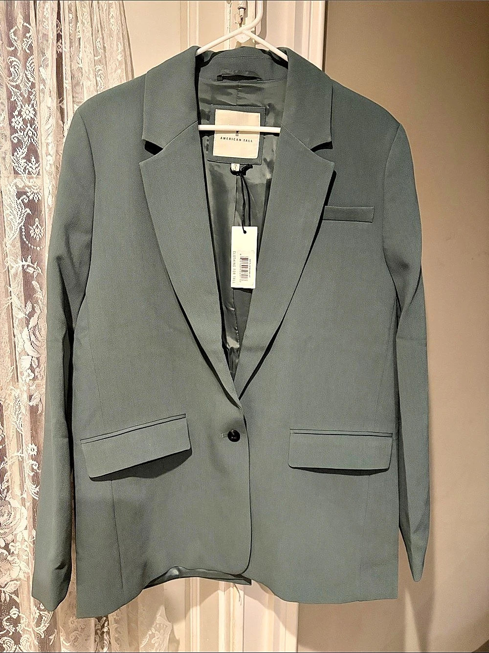 American Tall Boyfriend Fit Single-Button Blazer Balsam Green Size 10T BWT